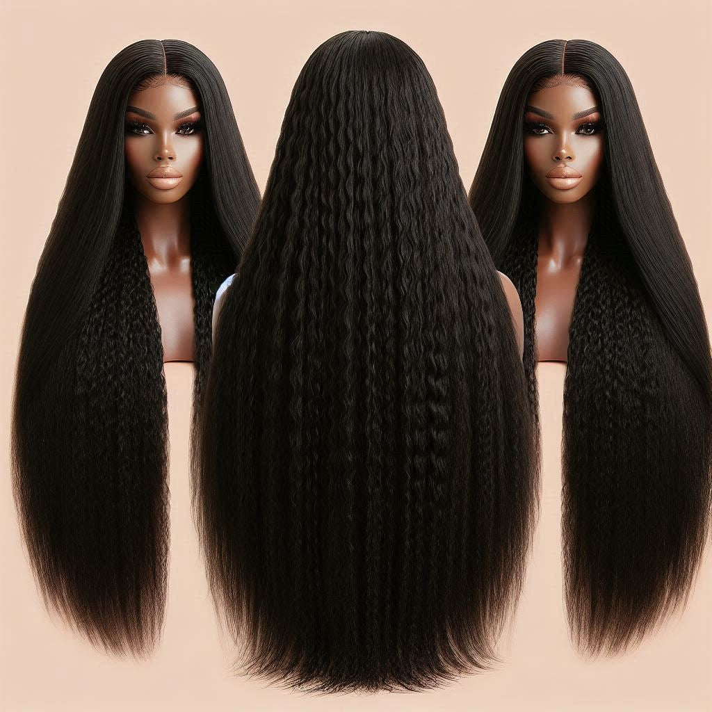 13x4 Kinky Yaki Straight Hair Wig – Natural Texture, Effortless Elegance