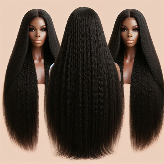 13x4 Kinky Yaki Straight Hair Wig – Natural Texture, Effortless Elegance